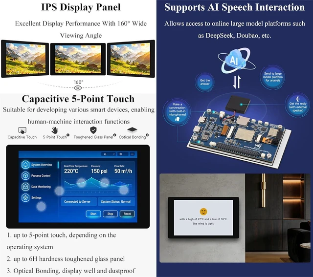 Alt view image 4 of 7 - ESP32-P4 4.3inch Touch LCD Development Board, Based on ESP32-P4 and ESP32-C6, On