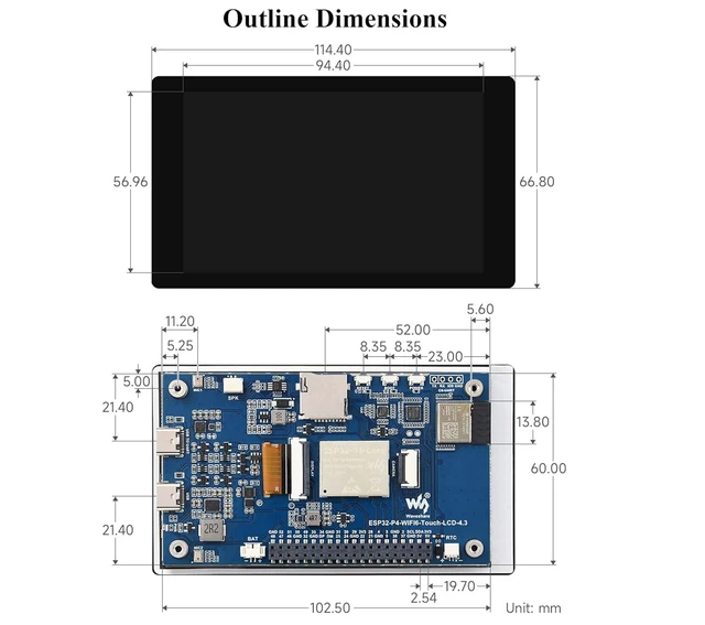 Alt view image 7 of 7 - ESP32-P4 4.3inch Touch LCD Development Board, Based on ESP32-P4 and ESP32-C6, On