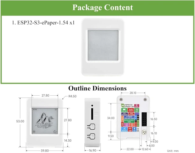 Alt view image 7 of 7 - ESP32-S3 1.54inch e-Paper AIoT Development Board, Supports AI Speech Interaction