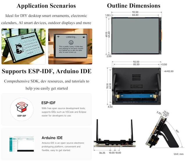 Alt view image 7 of 7 - ESP32-S3 4.2inch RLCD Development Board, 300 x 400, E-Paper-Like Screen, Support