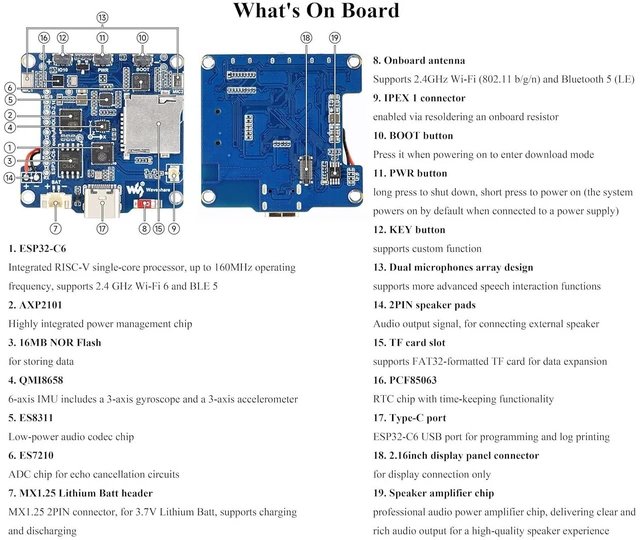 Alt view image 6 of 7 - ESP32-C6 2.16inch AMOLED Display Touch Screen Development Board, 480 × 480