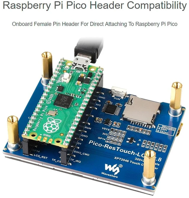 Alt view image 5 of 7 - 2.8inch Touch Display Module for Raspberry Pi Pico, 320×240 Pixels IPS LCD, Resi