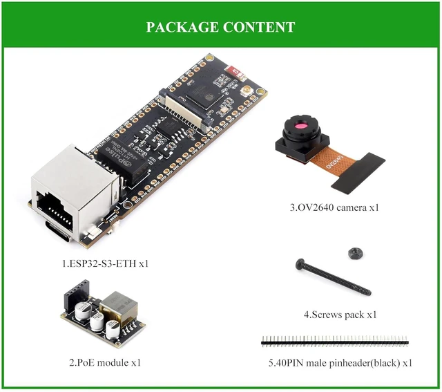 Alt view image 2 of 7 - ESP32-S3 Ethernet Development Board, 10/100Mbps RJ45 ETH Port, Support WiFi & BL