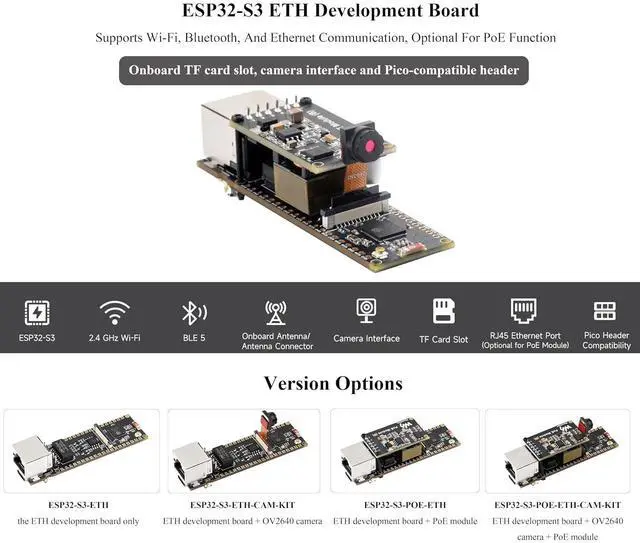 Alt view image 3 of 7 - ESP32-S3 Ethernet Development Board, 10/100Mbps RJ45 ETH Port, Support WiFi & BL