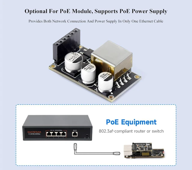 Alt view image 5 of 7 - ESP32 Ethernet PoE Dev Board, Support Wi-Fi & Bluetooth, with PoE Module