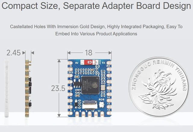 Alt view image 4 of 7 - ESP32-S3 Development Board with USB Port Adapter Board, Based on ESP32-S3FH4R2 D