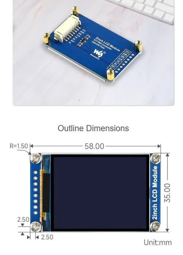 Alt view image 5 of 7 - 2inch LCD Display Module Compatible with Raspberry Pi 5/4B/3B/Pi3B/ Pi Zero 2W/Z