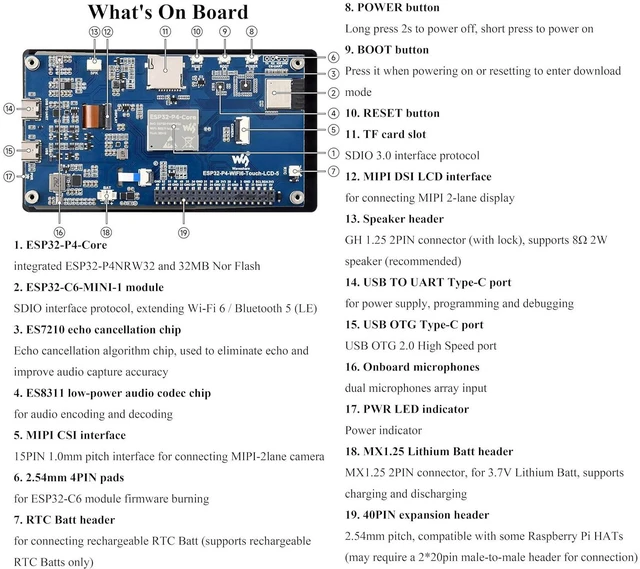 Alt view image 6 of 7 - ESP32-P4 5inch Touch LCD Dev Board, ESP32-P4 and ESP32-C6, 720 x 1280 Pixel