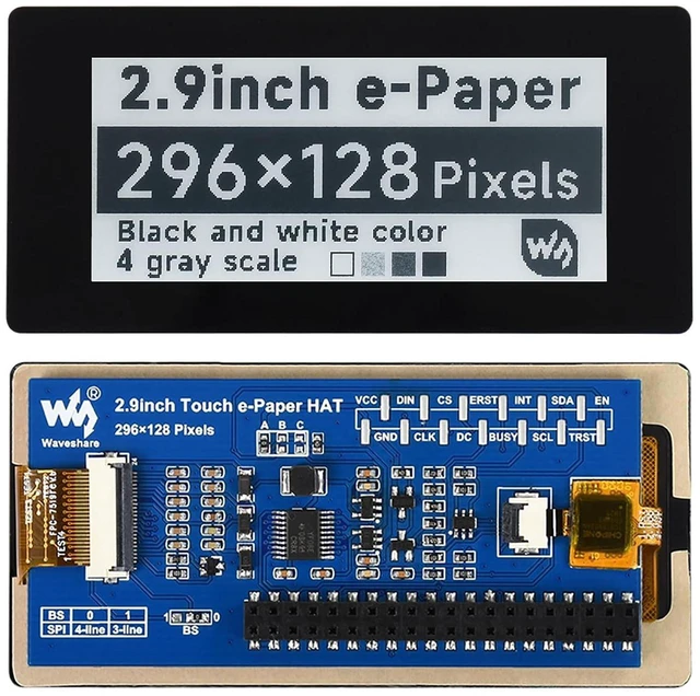 Main image of 2.9inch Touch e-Paper Display HAT for Raspberry Pi 4B/3B+/3B/2B/Zero/Zero W/WH/