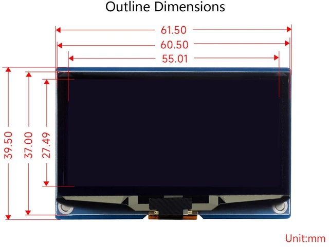 Alt view image 7 of 7 - 2.42inch OLED Display Module 128×64 Resolution, White Display Color Embedded SSD