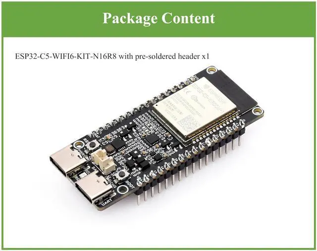 Alt view image 7 of 7 - ESP32-C5 5GHz/2.4GHz Dual-Band Wi-Fi 6, 16 MB Flash +8 MB PS-RAM