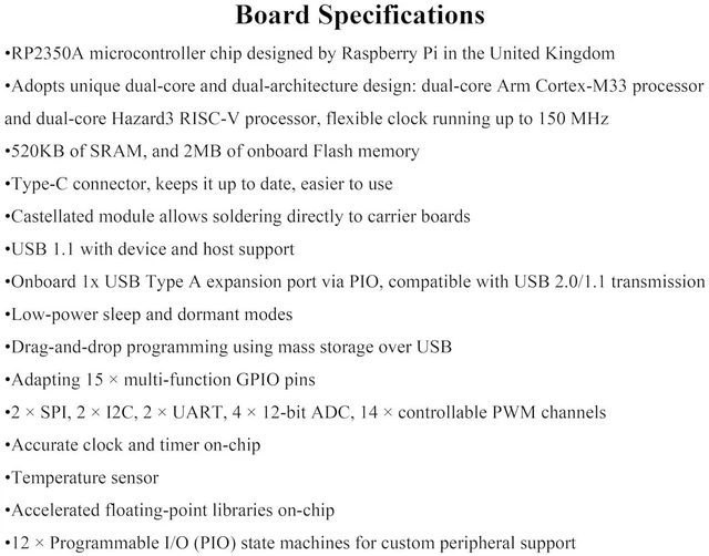 Alt view image 3 of 7 - RP2350A USB Mini Development Board, USB Type-A and USB Type-C Port
