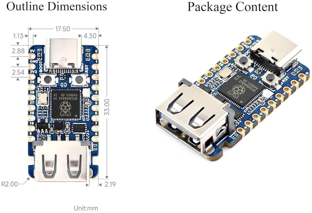 Alt view image 7 of 7 - RP2350A USB Mini Development Board, USB Type-A and USB Type-C Port