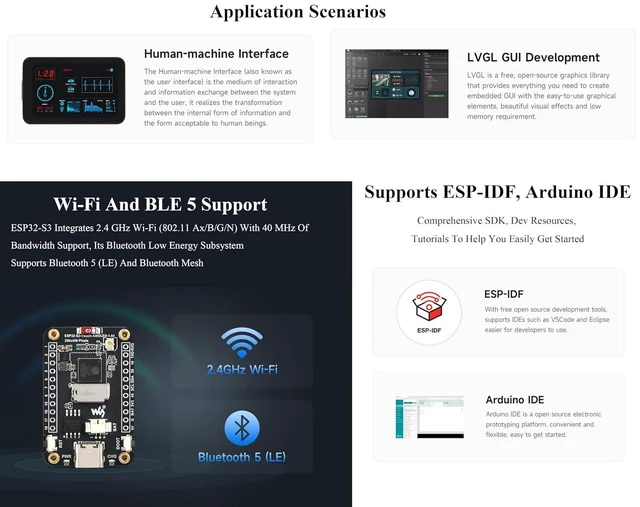 Alt view image 5 of 7 - ESP32-S3 1.64inch AMOLED Touch Display Development Board, 280x456, QSPI Interfac