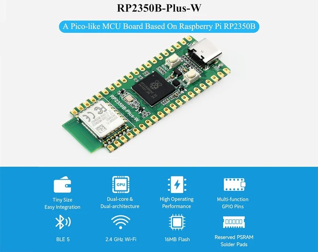 Alt view image 2 of 7 - RP2350B-Plus-W Development Board, Use Official RP2350B Dual-Core & Dual-Architec