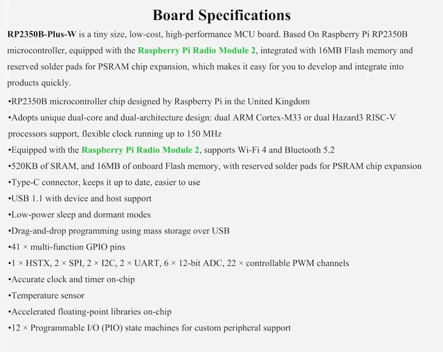 Alt view image 4 of 7 - RP2350B-Plus-W Development Board, Use Official RP2350B Dual-Core & Dual-Architec