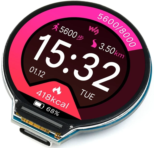 Main image of Based on Raspberry Pi RP2040,RP2040 MCU Board with 1.28inch Round LCD 240x240 Pi