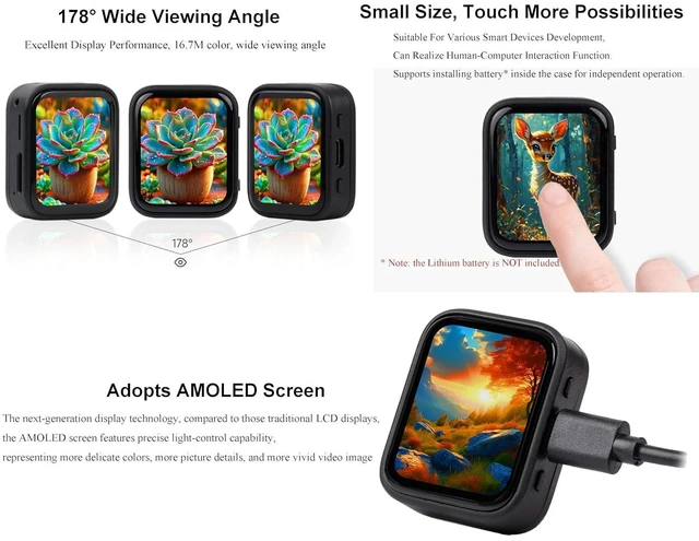 Alt view image 3 of 7 - ESP32-S3 1.8inch AMOLED Touch Screen Development Board, 368x448 Pixels, Dual-Cor