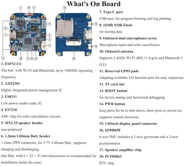 Alt view image 6 of 7 - ESP32-C6 1.83inch Touch Display Development Board, 240 × 284, Onboard Audio Code