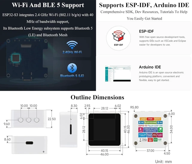 Alt view image 5 of 7 - ESP32-S3 1.54inch LCD Development Board with AI Voice Interaction, 240x240 IPS D