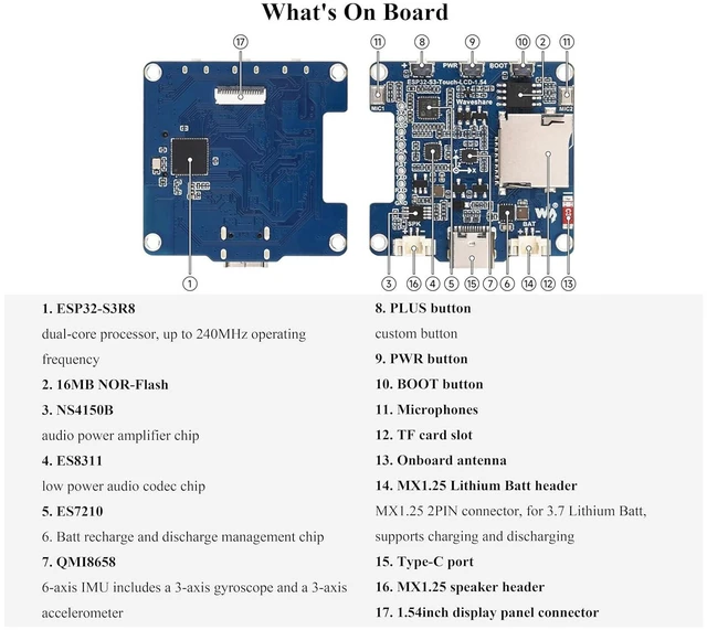 Alt view image 6 of 7 - ESP32-S3 1.54inch LCD Development Board with AI Voice Interaction, 240x240 IPS D