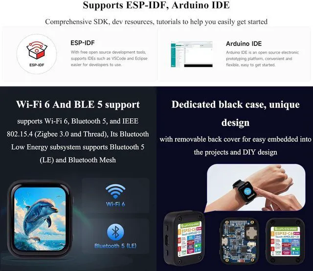 Alt view image 6 of 7 - ESP32-C6 1.8inch Touch AMOLED Display Development Board, 368 × 448 Resolution, S