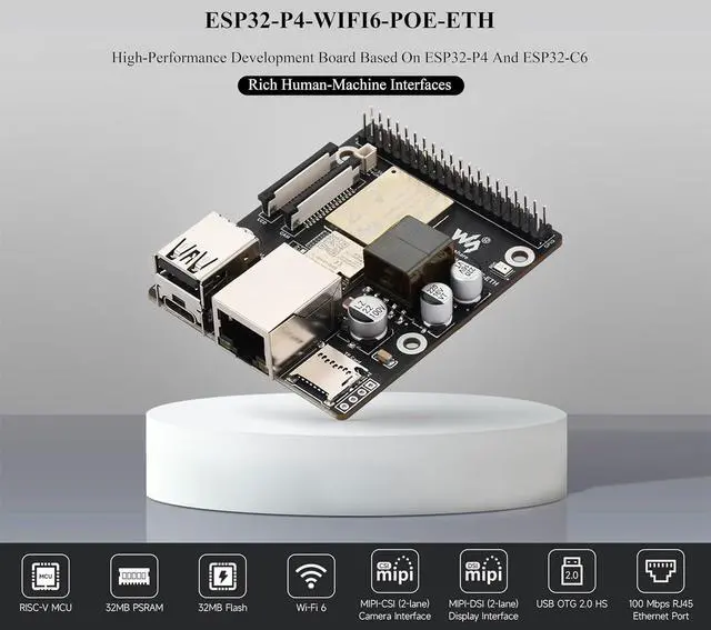 Alt view image 3 of 7 - ESP32-P4-WIFI6-POE-ETH High-Performance Development Board, Based On ESP32-P4 and