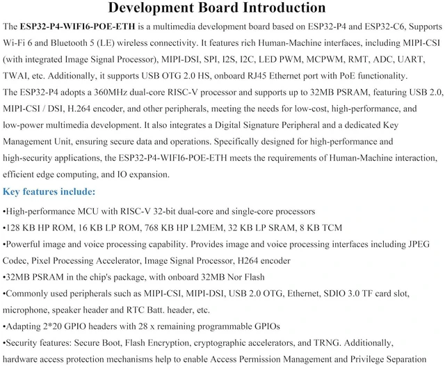 Alt view image 4 of 7 - ESP32-P4-WIFI6-POE-ETH High-Performance Development Board, Based On ESP32-P4 and