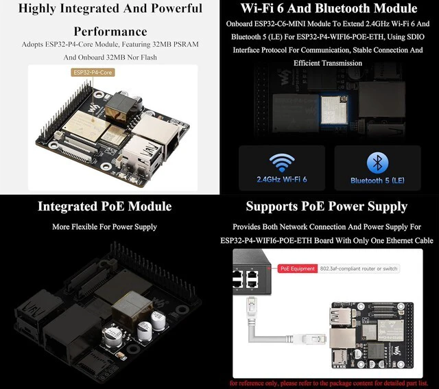 Alt view image 6 of 7 - ESP32-P4-WIFI6-POE-ETH High-Performance Development Board, Based On ESP32-P4 and
