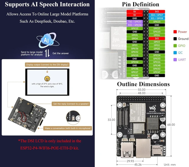 Alt view image 7 of 7 - ESP32-P4-WIFI6-POE-ETH High-Performance Development Board, Based On ESP32-P4 and