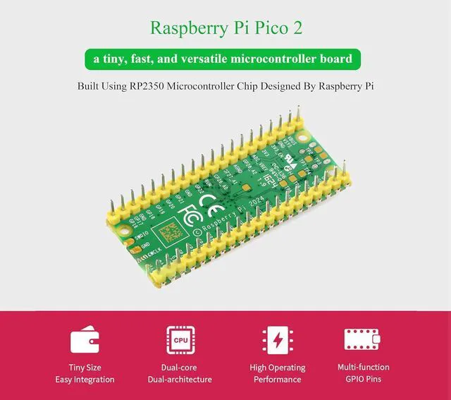 Alt view image 2 of 7 - Pico 2 Kit with Pre-Soldered Header Compatible with Raspberry Pi Pico 2 Microcon