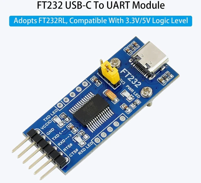 Alt view image 2 of 7 - FT232 USB UART Board (Type C), USB to TTL Serial Converter Adapter Module Onboar