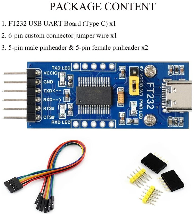 Alt view image 7 of 7 - FT232 USB UART Board (Type C), USB to TTL Serial Converter Adapter Module Onboar