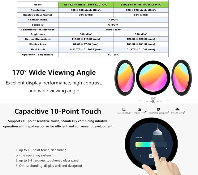 Alt view image 5 of 7 - ESP32-P4 3.4inch WIFI6 Round Touch Display Development Board, 800 x 800, Toughen
