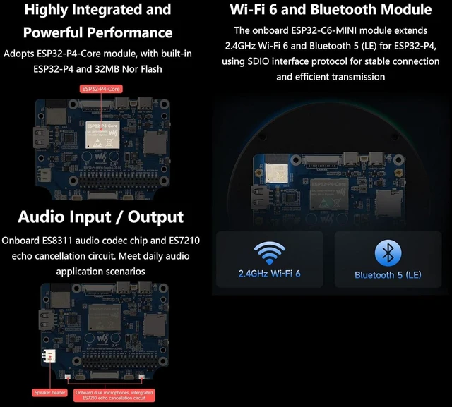 Alt view image 7 of 7 - ESP32-P4 3.4inch WIFI6 Round Touch Display Development Board, 800 x 800, Toughen