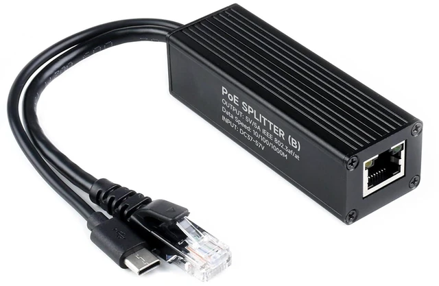 Main image of Industrial Gigabit PoE Splitter 5V 5A 25W Output, 1000Mbps, USB Type-C Port