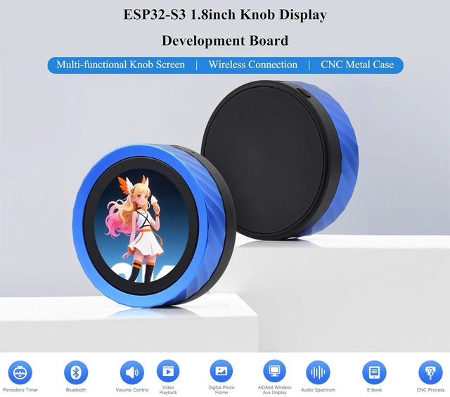 Alt view image 2 of 7 - ESP32-S3 1.8inch Knob Touch Display Dev Board, Supports Smartphone Bluetooth Con
