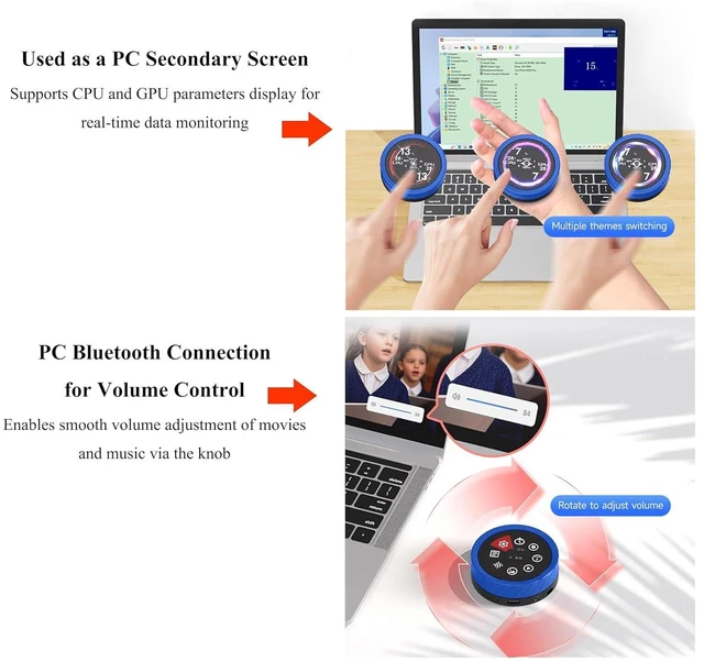 Alt view image 6 of 7 - ESP32-S3 1.8inch Knob Touch Display Dev Board, Supports Smartphone Bluetooth Con