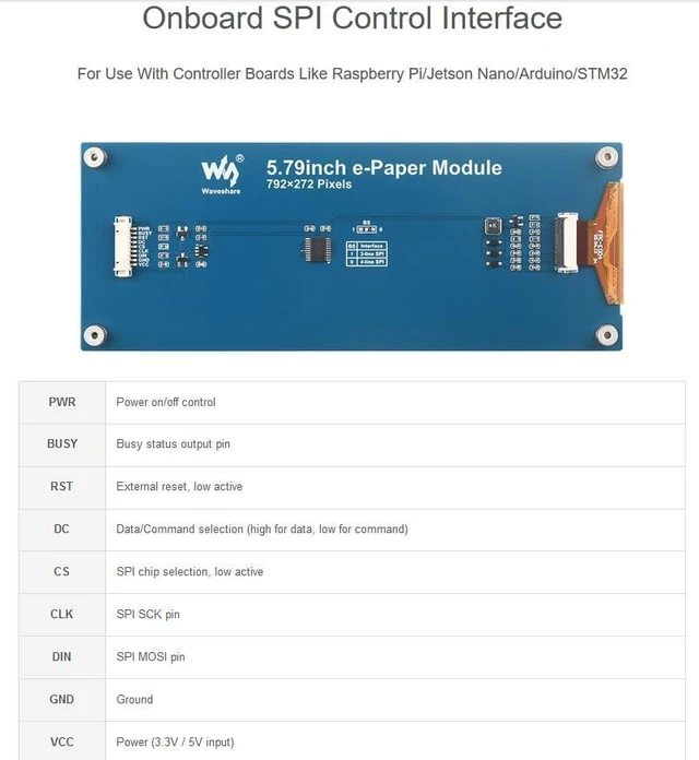 Alt view image 4 of 7 - 5.79inch e-Paper Display Module with Driver Board E-Ink Display 792x272 Pixel Bl