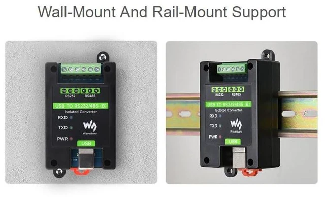 Alt view image 7 of 7 - Industrial Isolated USB to RS232/485 Converter Adapter, Onboard Original FT232RN