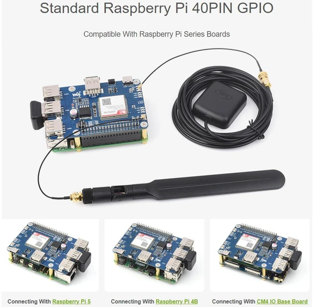 Alt view image 3 of 7 - SIM7670G LTE Cat-1/GNSS HAT Board for Raspberry Pi 5/ 4B/ 3B+/3B/ Zero W/Zero 2W