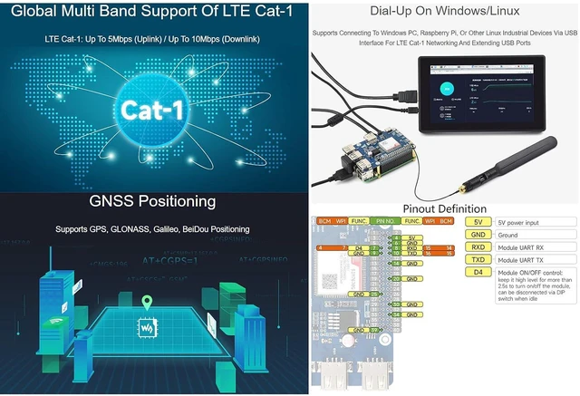 Alt view image 6 of 7 - SIM7670G LTE Cat-1/GNSS HAT Board for Raspberry Pi 5/ 4B/ 3B+/3B/ Zero W/Zero 2W