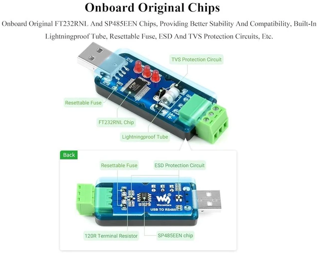 Alt view image 5 of 7 - Industrial USB to RS485 Bidirectional Converter with Original FT232RNL and SP485