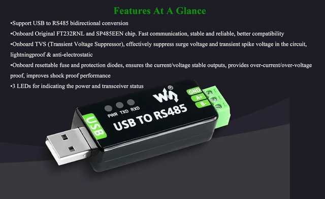 Alt view image 3 of 7 - Industrial USB to RS485 Bidirectional Converter with Original FT232RNL and SP485