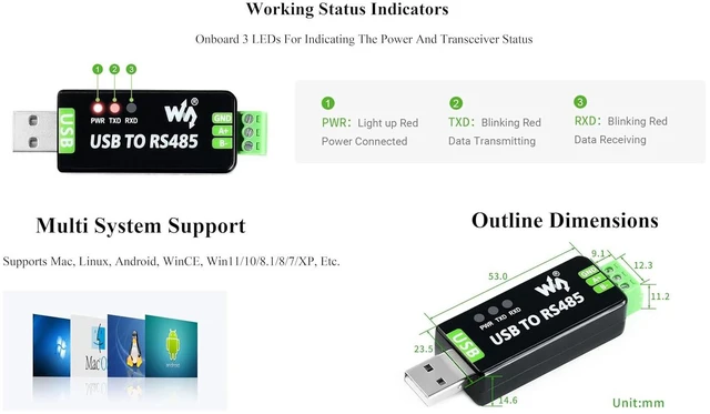 Alt view image 7 of 7 - Industrial USB to RS485 Bidirectional Converter with Original FT232RNL and SP485