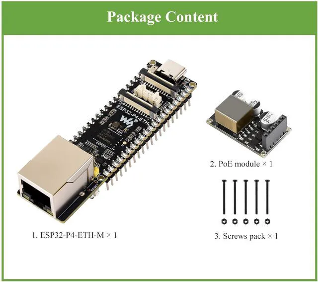 Alt view image 2 of 7 - AI ESP32-P4 PoE ETH Development Board, with PoE Module