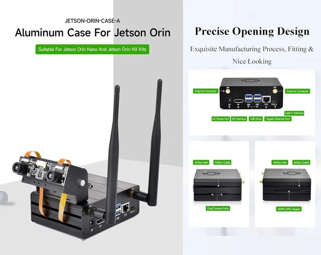 Alt view image 3 of 7 - Aluminum Alloy Case for Jetson Orin, with Camera Holder and Antenna, Mini-Comput
