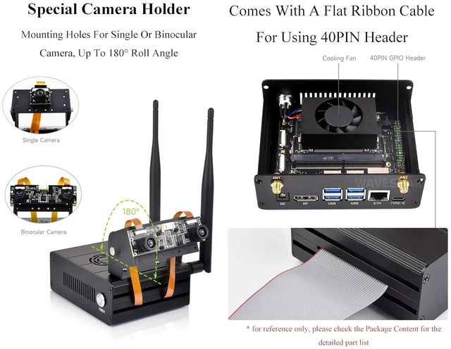 Alt view image 5 of 7 - Aluminum Alloy Case for Jetson Orin, with Camera Holder and Antenna, Mini-Comput