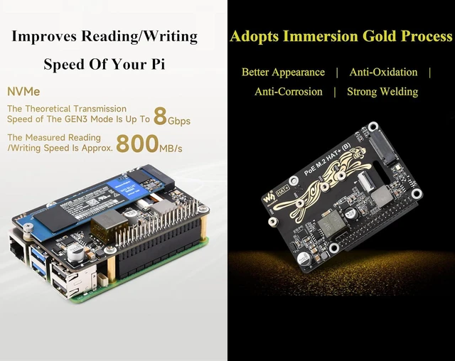 Alt view image 5 of 7 - Pi 5 PCIe to M.2 HAT with PoE Function Adapter Board Compatible with Raspberry P