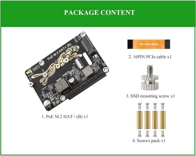 Alt view image 2 of 7 - Pi 5 PCIe to M.2 HAT with PoE Function Adapter Board Compatible with Raspberry P